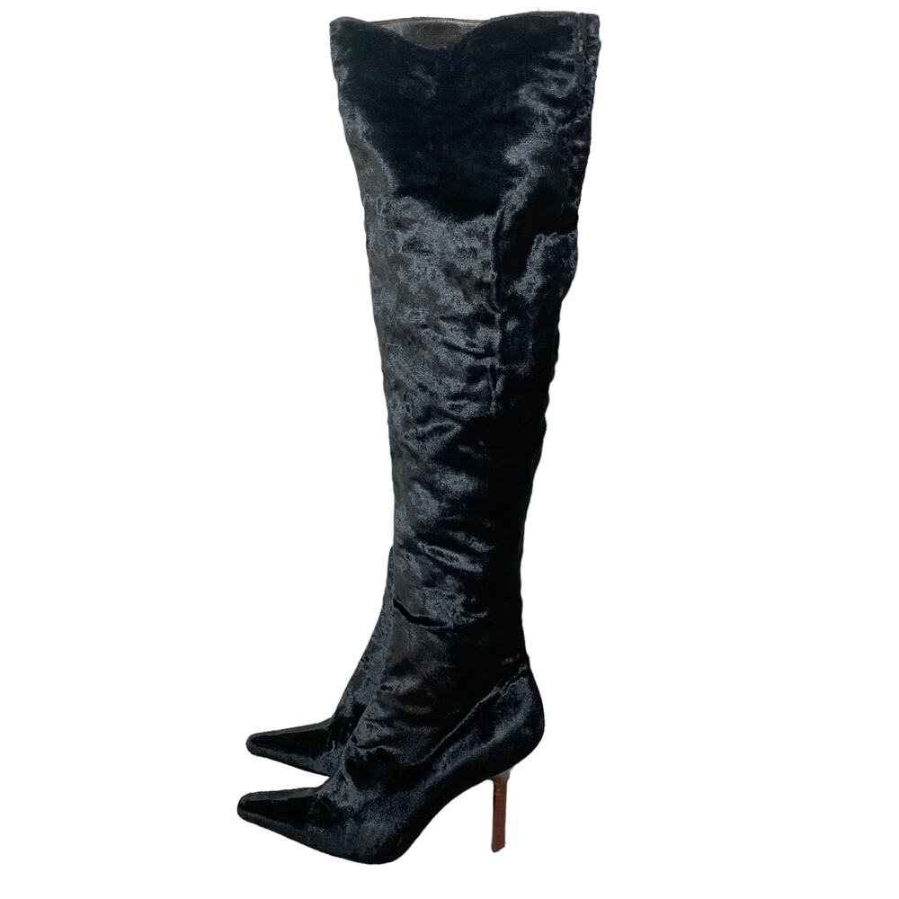 Gucci Velvet Over the Knee Stiletto Boots Sz 7.5